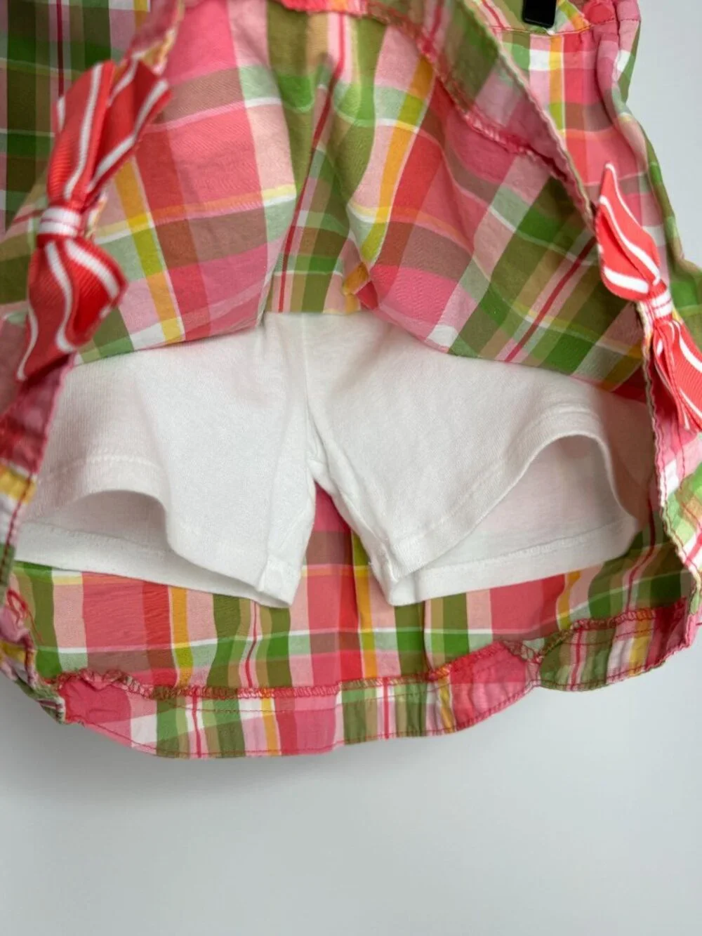 Gymboree Girls Size 12 Plaid Skort Pink Green Bow Mini Skirt Shorts